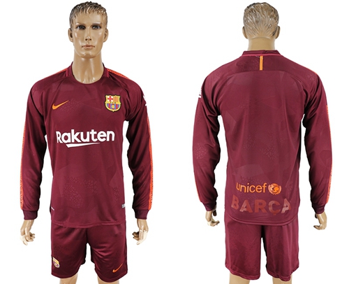 Barcelona Blank Sec Away Long Sleeves Soccer Club Jersey - Click Image to Close
